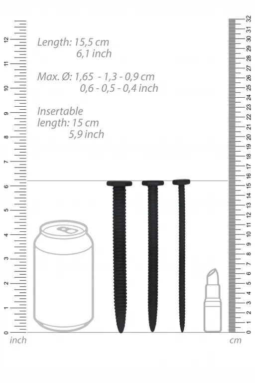 набор из трех стимуляторов уретры (струн) silicone screw plug set в Сочи