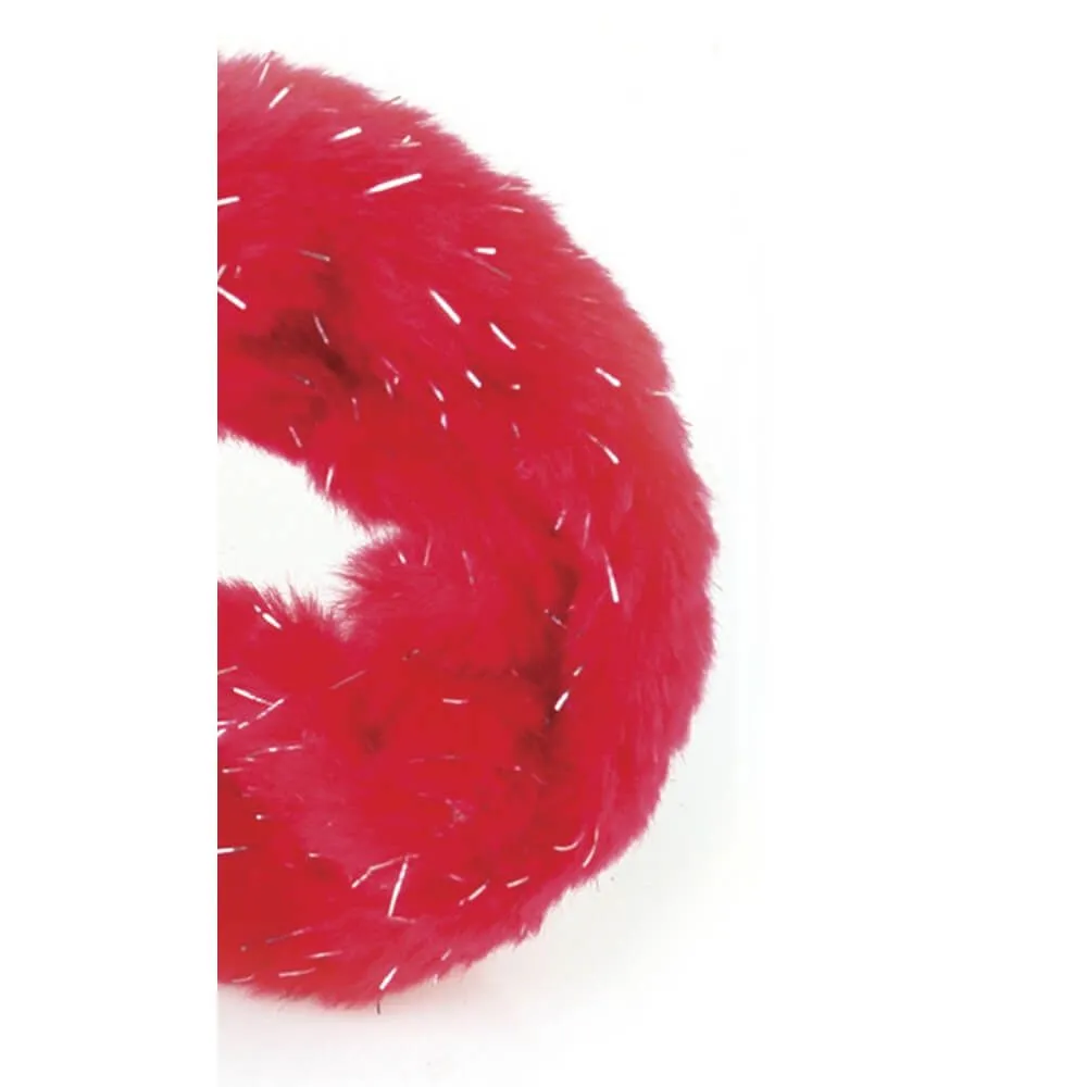 наручники декоративные с мехом pipedream fancy furry cuffs, красные в Сочи