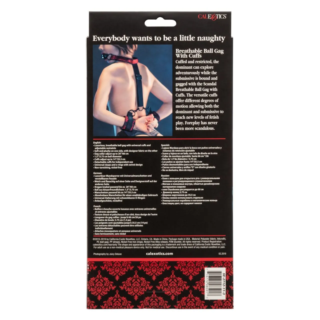 кляп-шарик с фиксацией рук scandal breathable ball gag with cuffs в Сочи