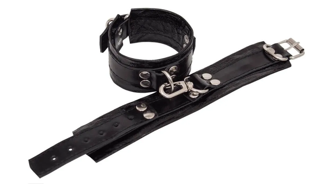 наручники декоративные кожаные индиго лайт, черные в Сочи