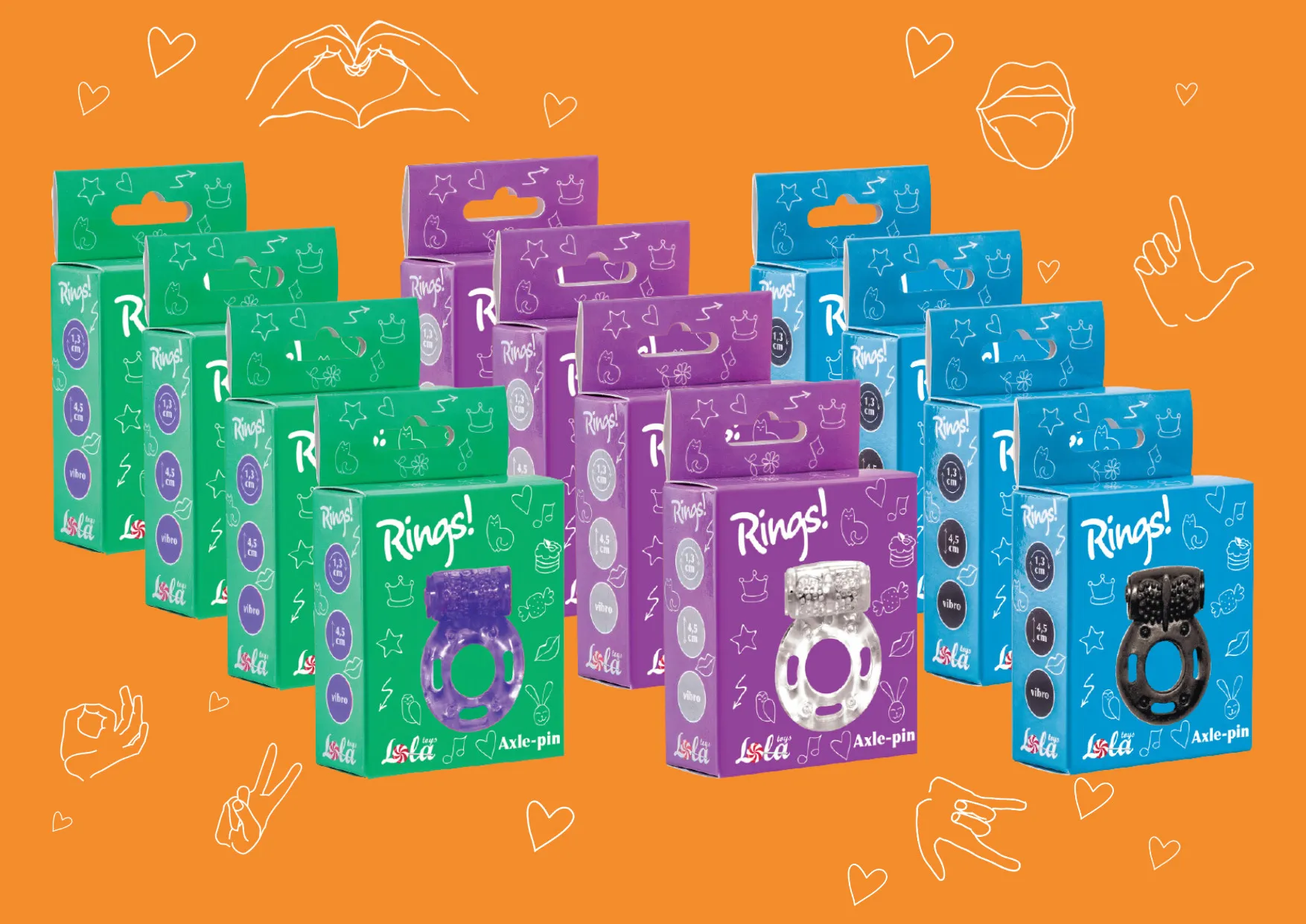 шоубокс эрекционных колец rings axle-pin 12 шт 0122-00lola в Сочи