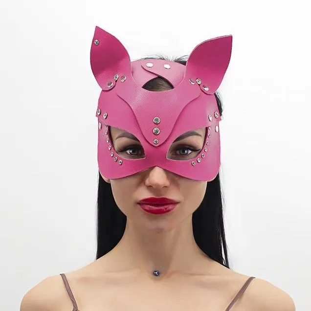 маска кошки со стразами pinkrabbit, розовая в Сочи