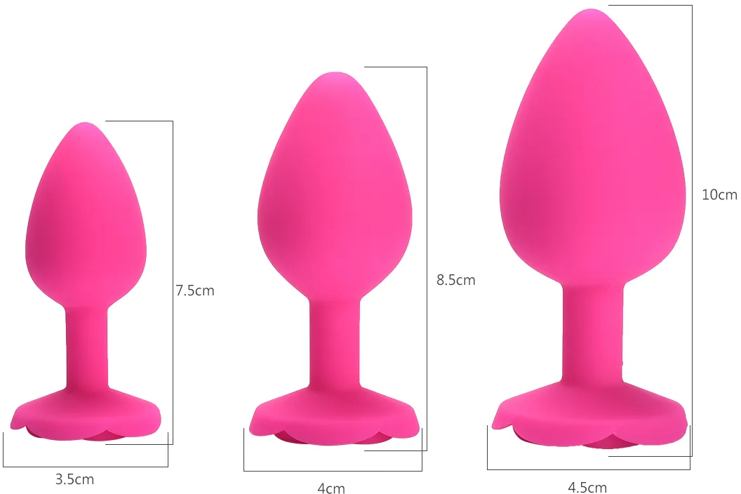 розовая силиконовая анальная пробка с ограничителем в форме розочки (размер l) в Сочи