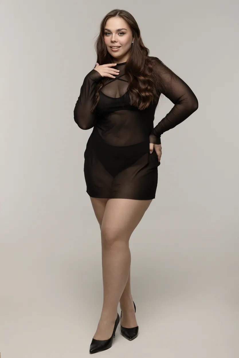 Эротическое платье pinkrabbit из эластичной сетки, чёрное в Сочи