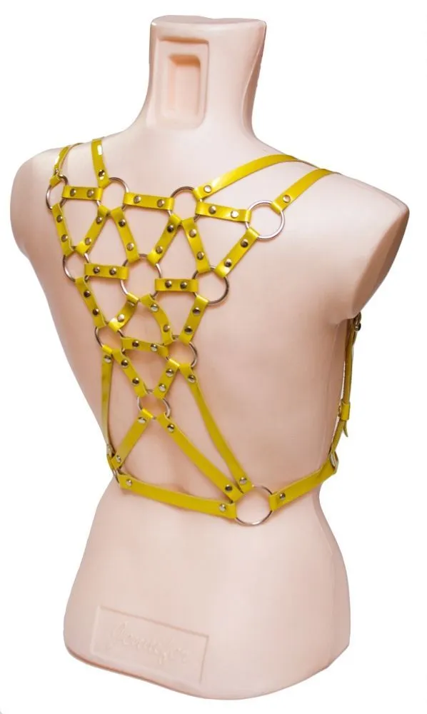 Эротическое бондажный комплект с узором, желтый в Сочи