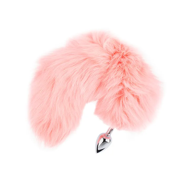 Длинный хвостик Pink Rabbit Amira из натурального меха со съемной пробкой, размер S, розовый