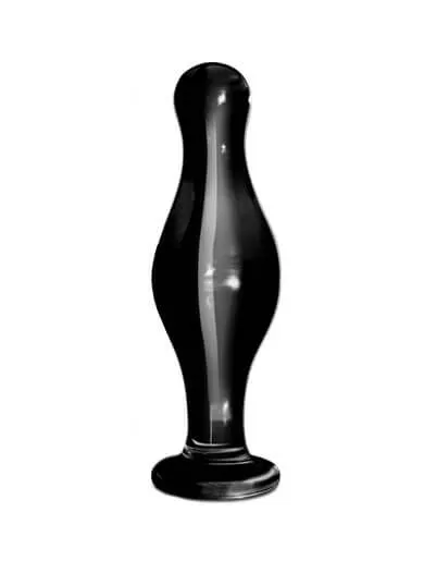 Анальная пробка Lovetoy Glass Romance 16, черная