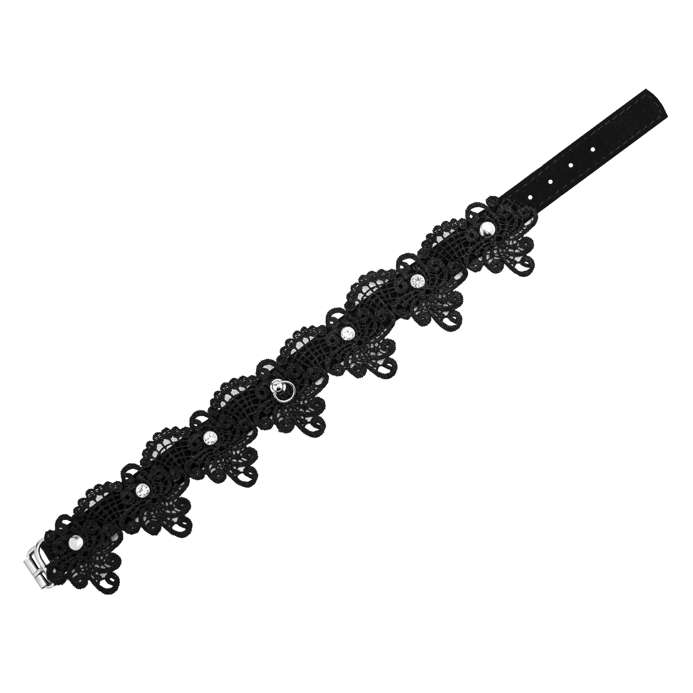 чокер pinkrabbit шарм кружевной со стразами, чёрный в Сочи