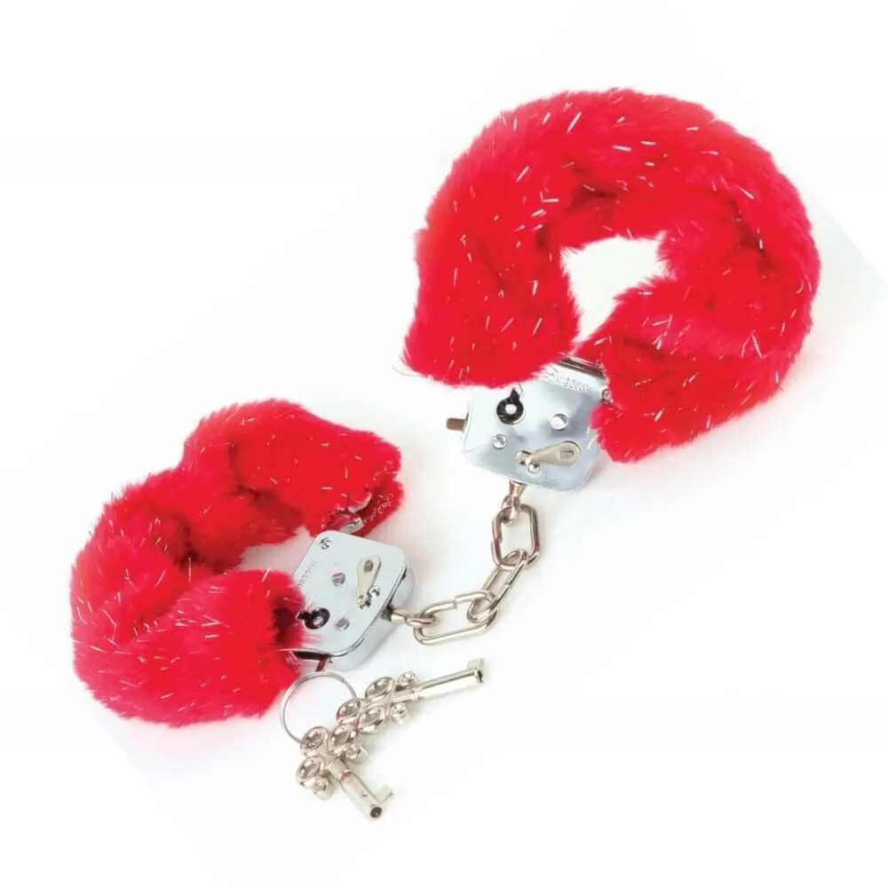 Наручники декоративные с мехом Pipedream Fancy Furry Cuffs, красные