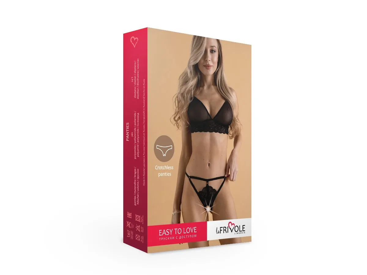 Эротическое чарующие трусики с доступом из кружева и стреп-лент easy to love в Сочи
