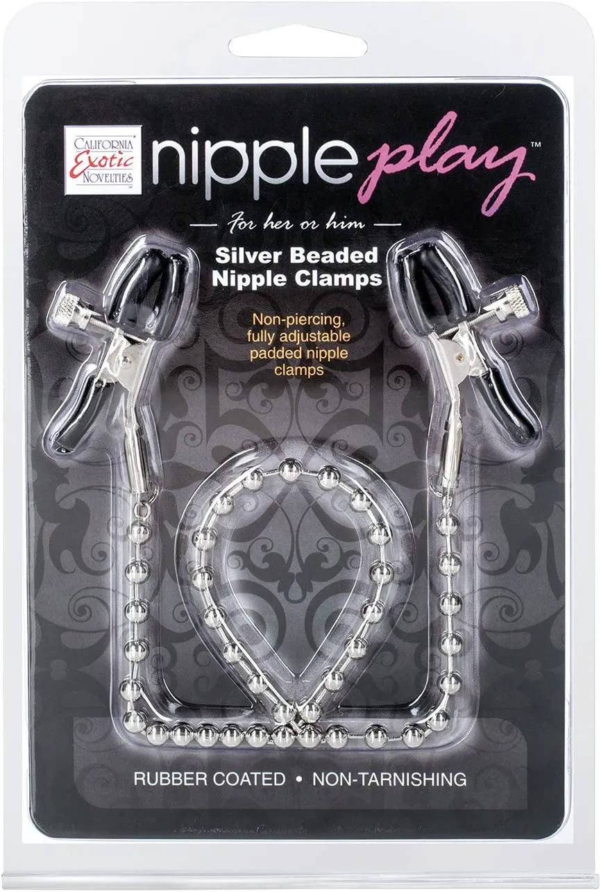зажимы-прищепки для сосков с цепочкой silver beaded nipple clamps в Сочи