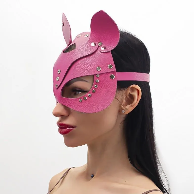 маска кошки со стразами pinkrabbit, розовая в Сочи