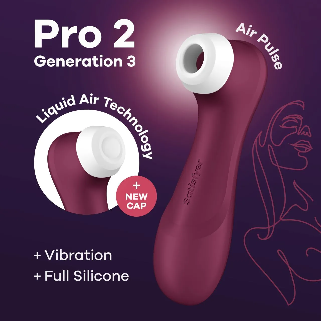 клиторальный вибростимулятор pro 2 generation 3 with liquid air (wine red) в Сочи