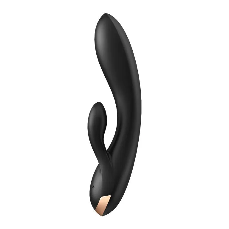 вибратор-кролик satisfyer double flex с двумя клиторальными отростками (черный) в Сочи