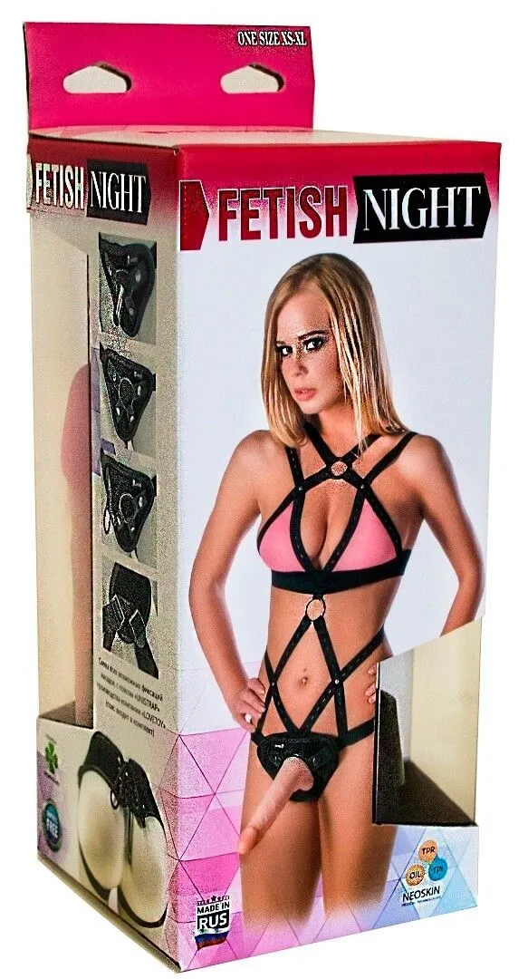 костюм бдсм lovetoy унистрап со шнуровкой, 2 насадки в Сочи