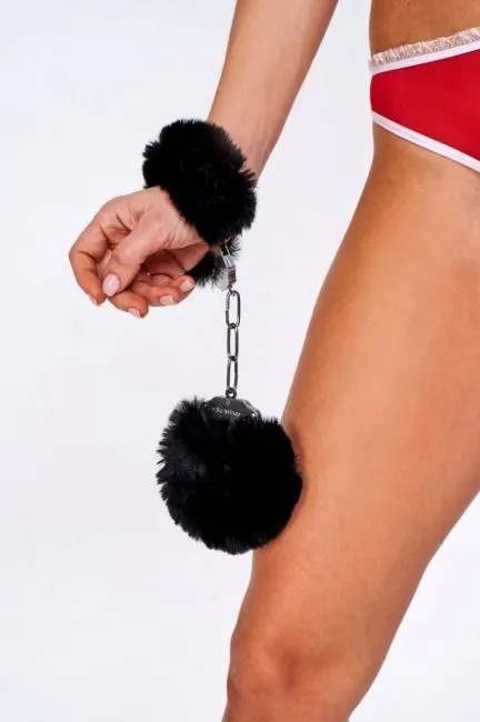 наручники декоративные le frivole be mine, с черным мехом в Сочи