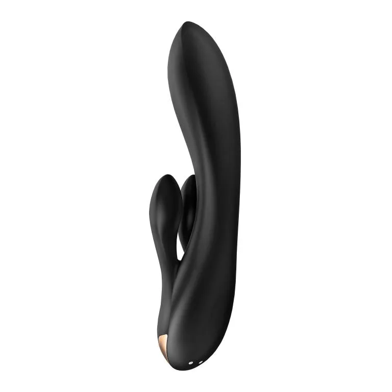 вибратор-кролик satisfyer double flex с двумя клиторальными отростками (черный) в Сочи