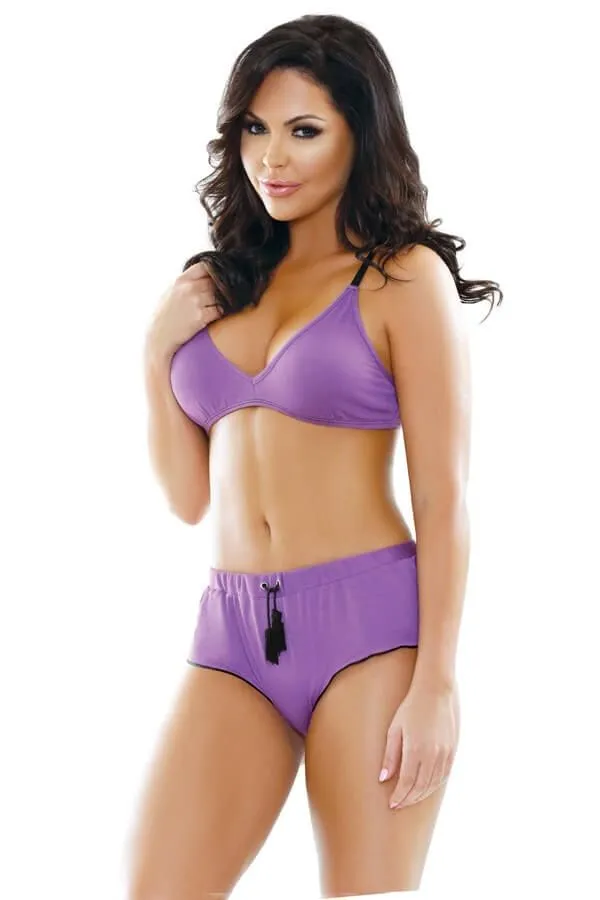 Эротическое комплект белья fantasy lingerie nina bralette & shorts, фиолетовый в Сочи