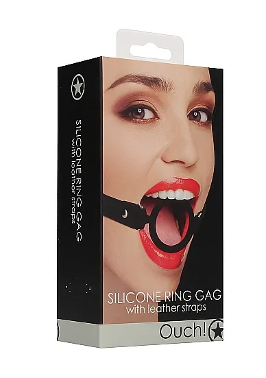кляп-кольцо с кожанными ремешками  silicone ring gag - with leather straps в Сочи