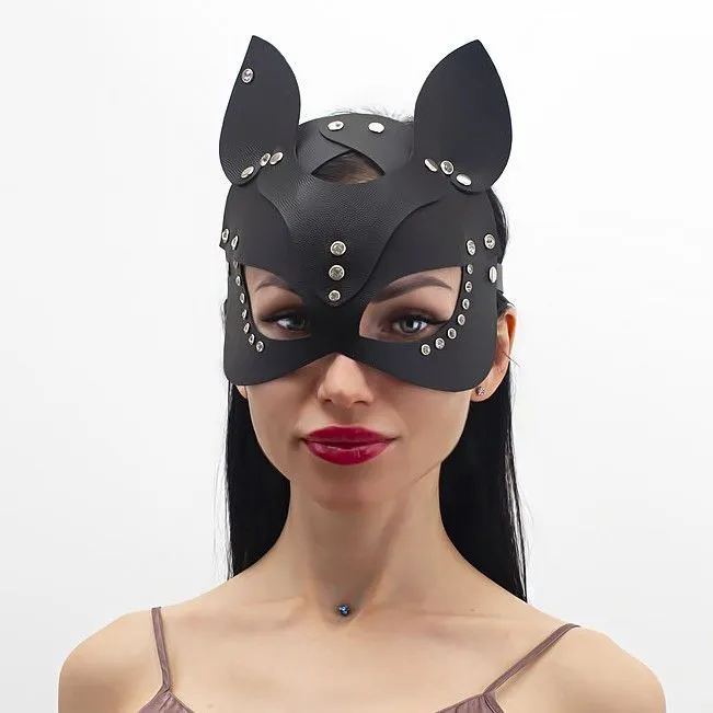 маска кошки со стразами pinkrabbit , чёрная в Сочи