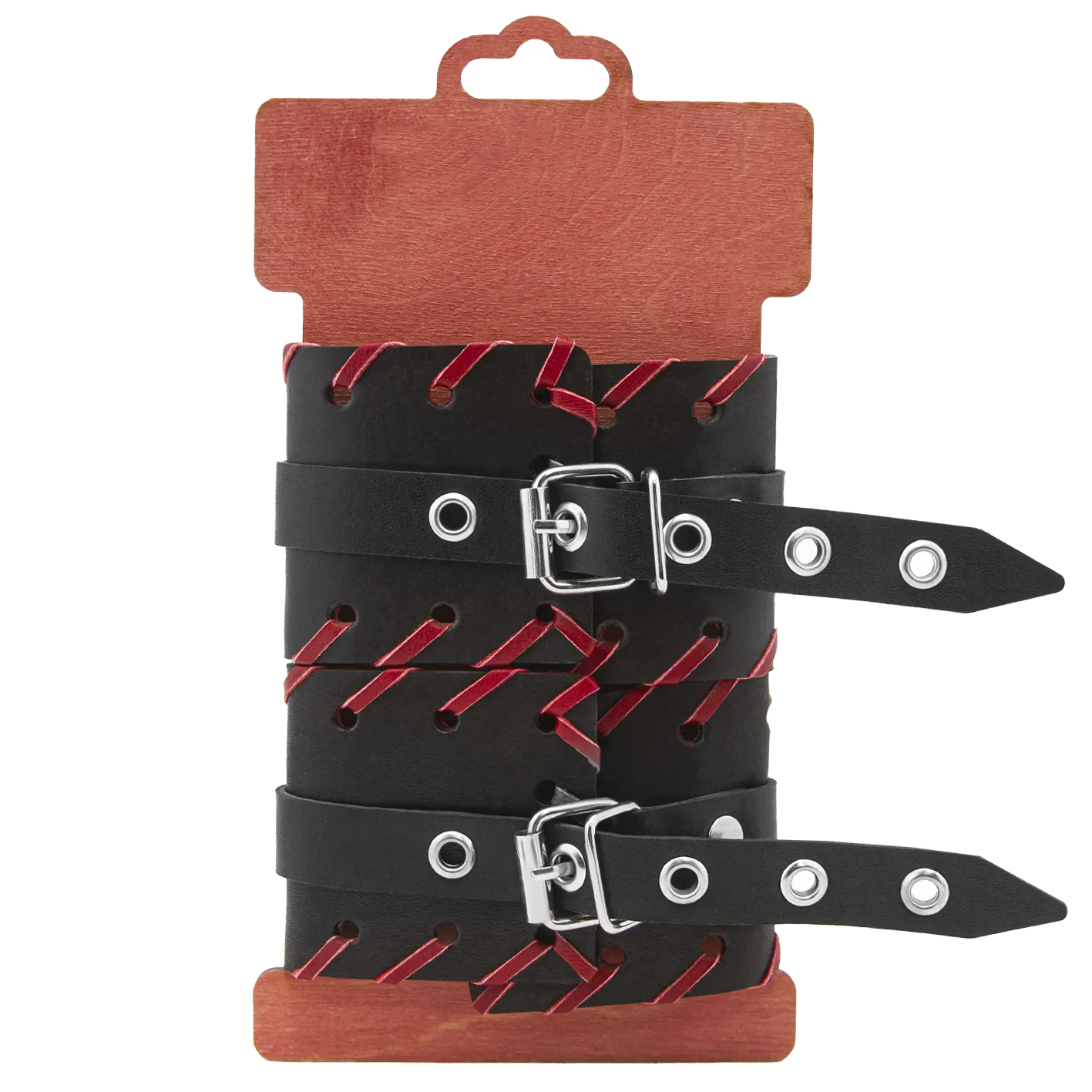 оковы кожаные pinkrabbit с красной окантовкой, черные в Сочи