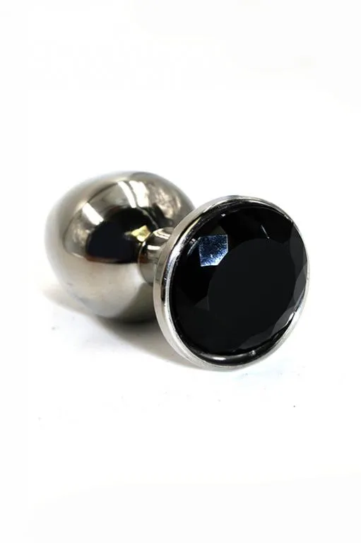 анальная пробка из аллюминия с черным кристаллом (medium) в Сочи