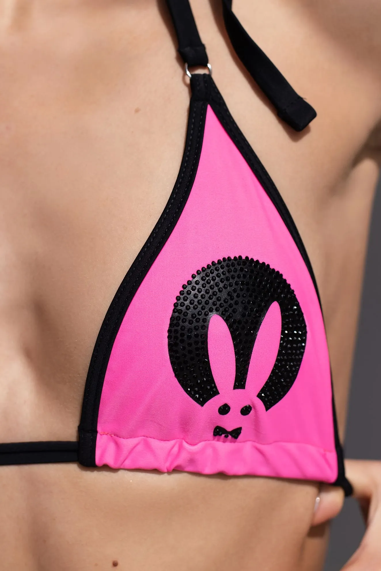 Мини-бикини PinkRabbit со стразами, розово-черный неон