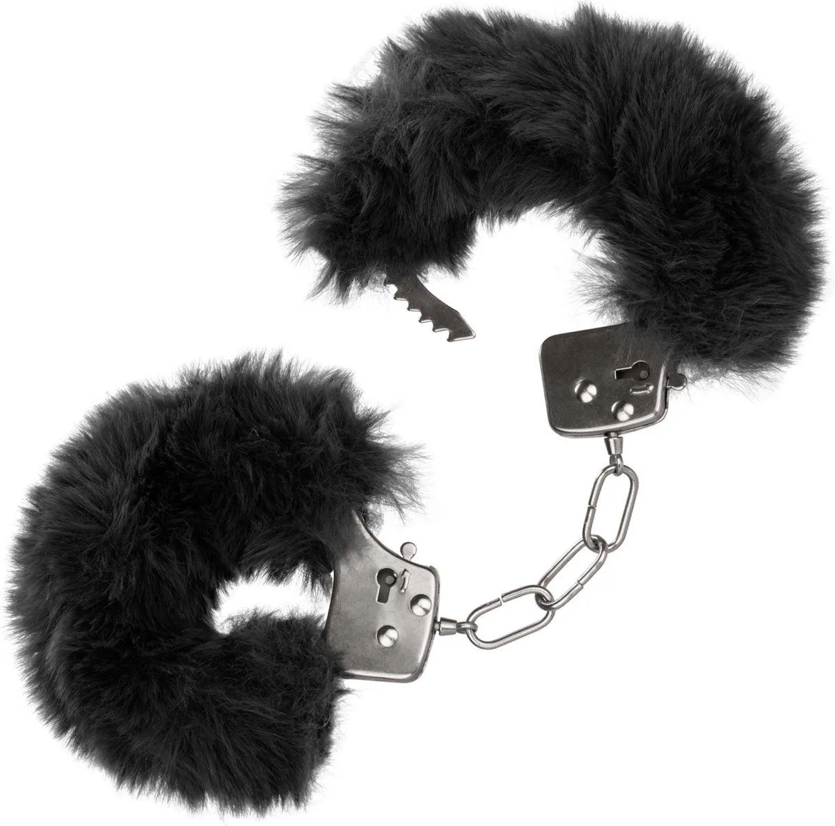 Металлические наручники с искусственным мехом Ultra Fluffy Furry Cuffs, черные