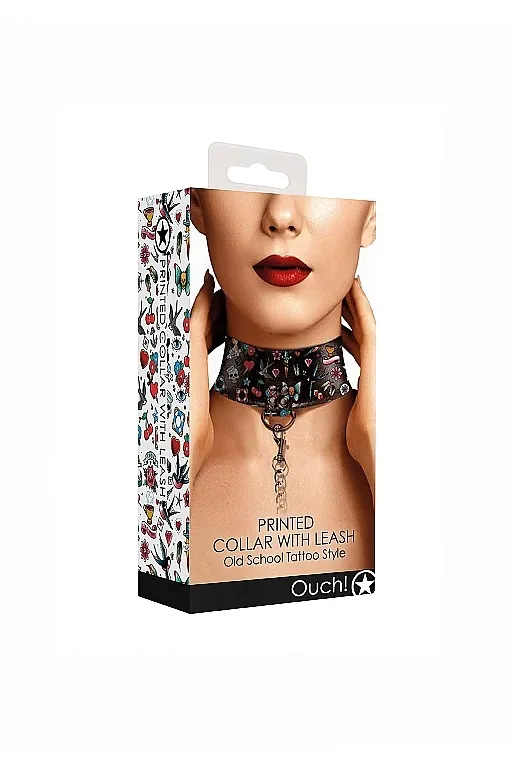 ошейник printed collar with leash old school tattoo style в Сочи