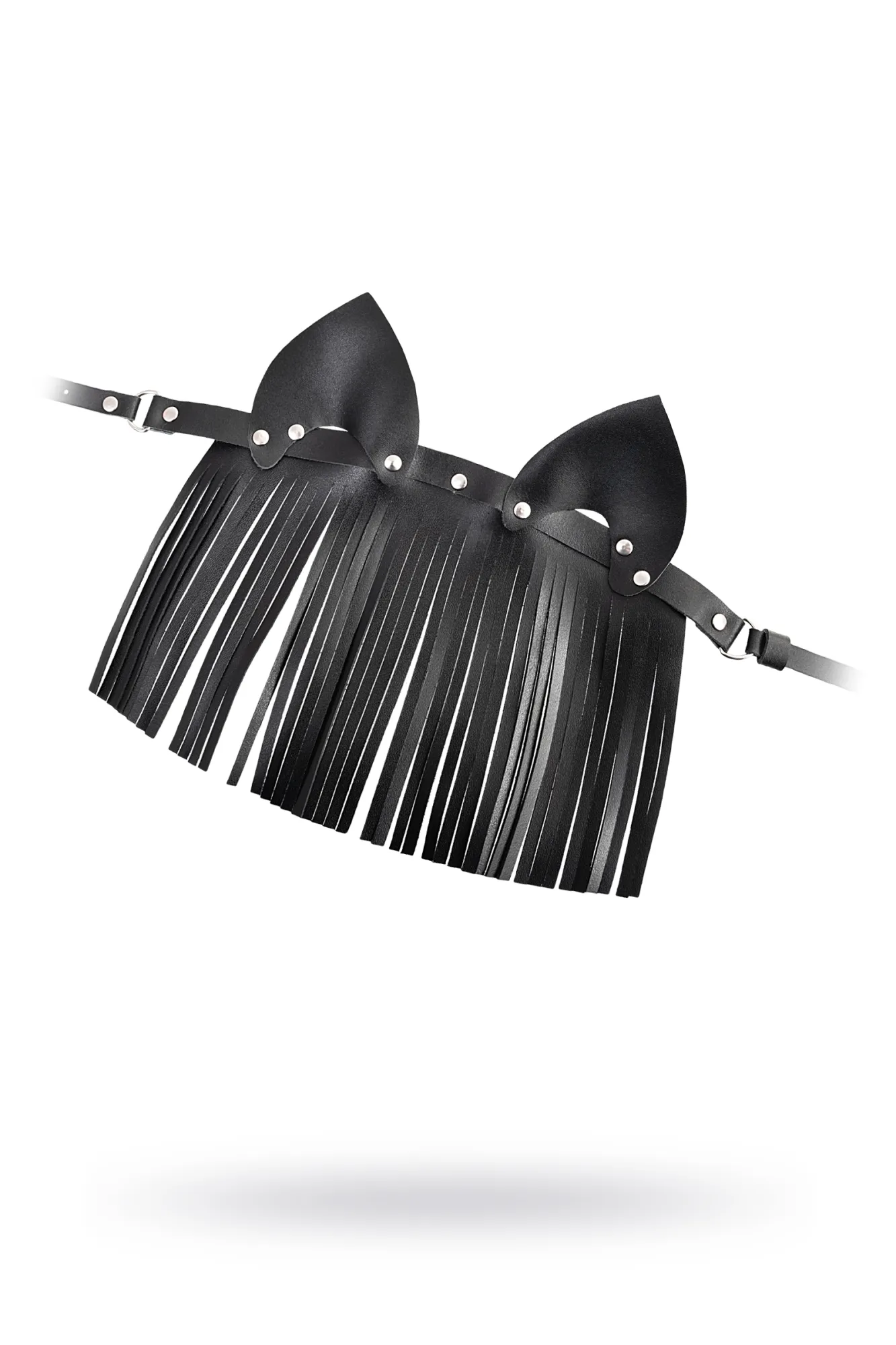 маска штучки-дрючки «кошка с бахромой», кожа, черная в Сочи