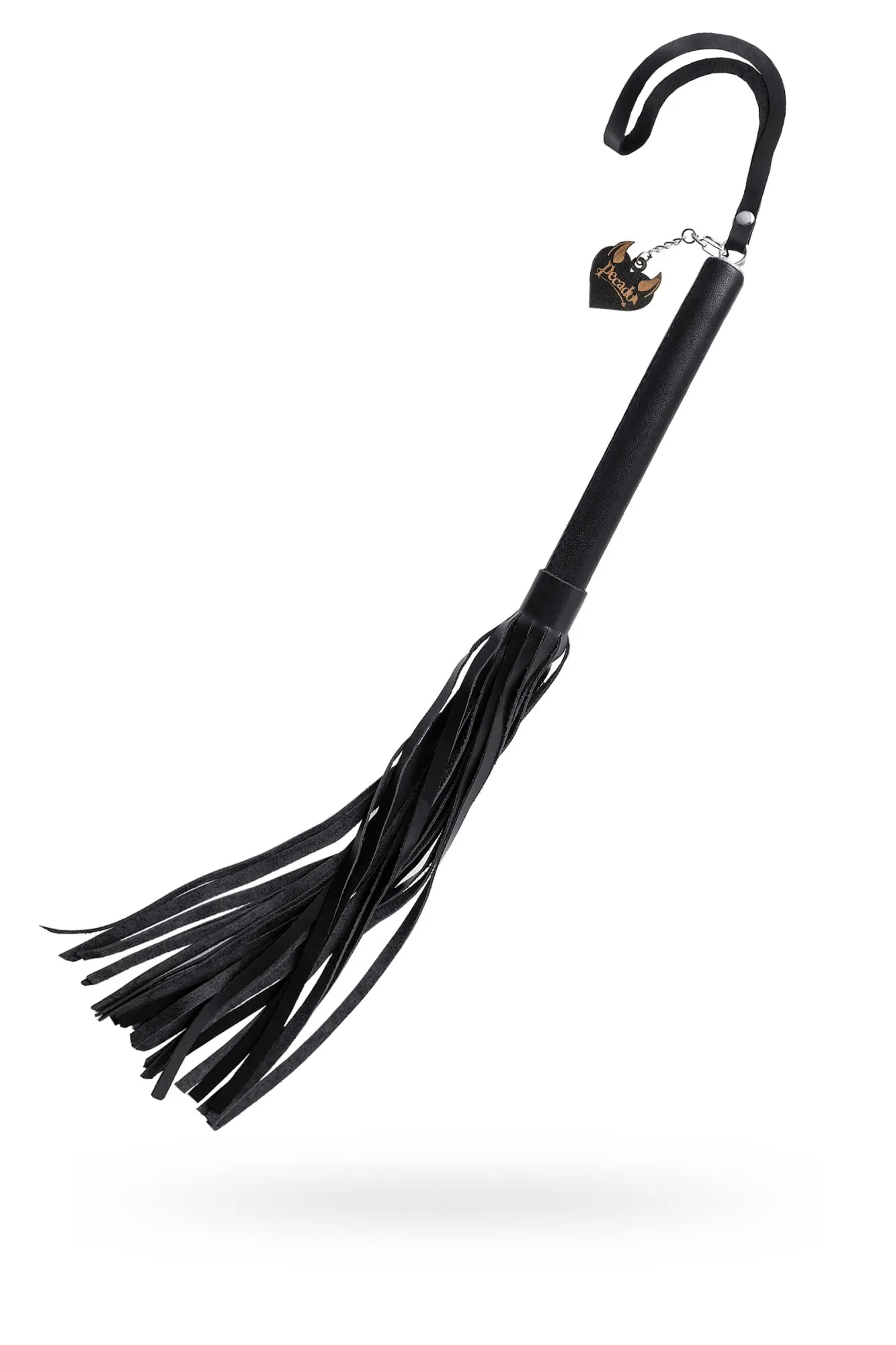 Плеть Pecado BDSM, чёрная рукоять, чёрные хлысты, натуральная кожа