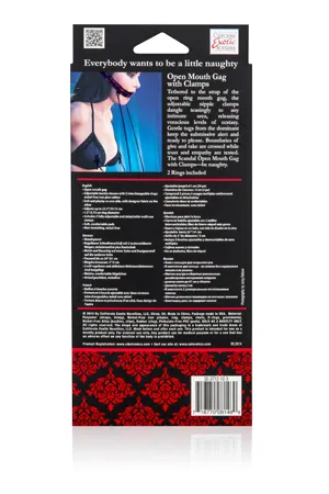 кляп-кольцо (кляп-рамка) с зажимами на соски scandal open mouth gag with clamps в Сочи