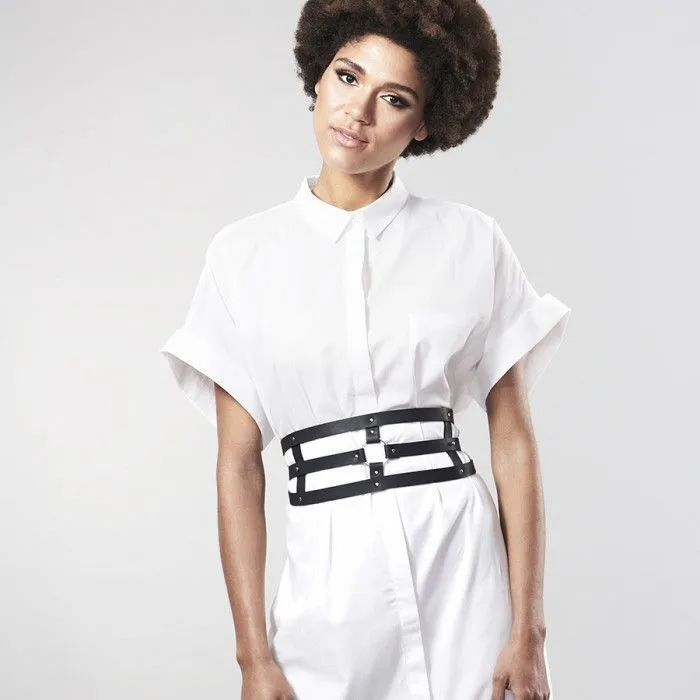 Эротическое бондажный комплект bijoux indiscrets maze wide belt and restraints, черный в Сочи