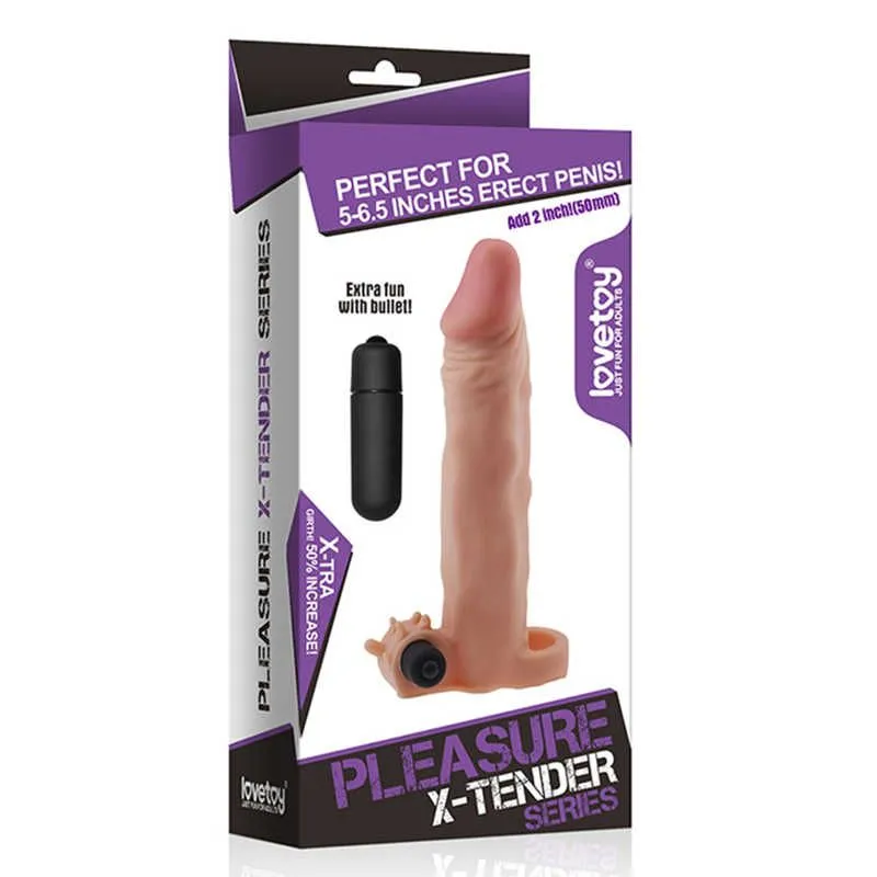 насадка на член lovetoy pleasure x-tender 7.5 inch, с вибрацией в Сочи