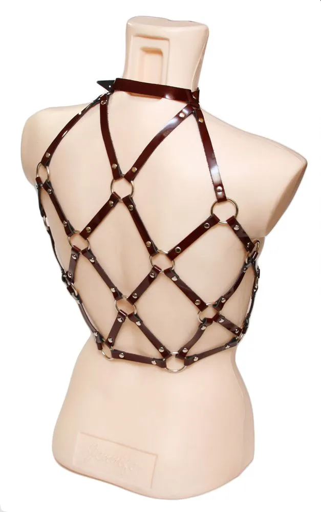 Эротическое бондажный комплект с ромбами, бордовый в Сочи