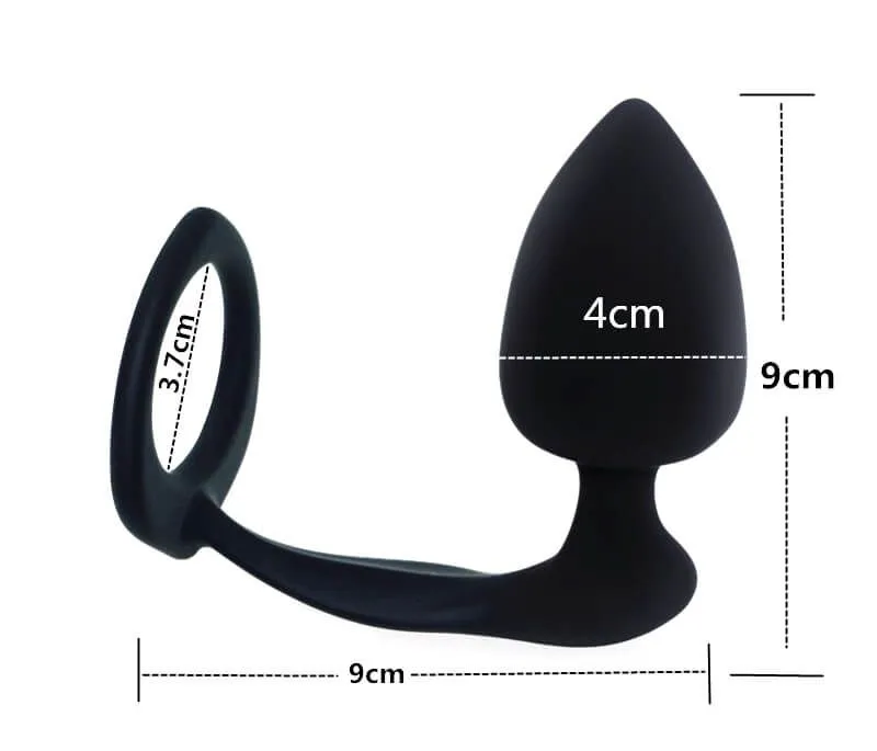 анальная пробка lovetoy combo threat cockring plug, черная в Сочи