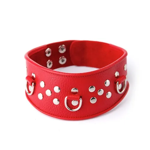 ошейник кожаный красный с велюровой подкладкой 3115-2 в Сочи