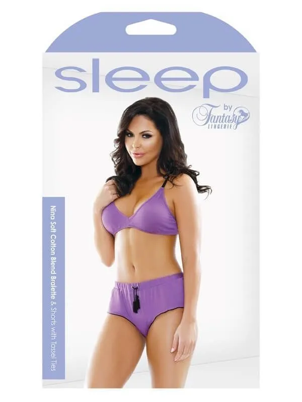 Эротическое комплект белья fantasy lingerie nina bralette & shorts, фиолетовый в Сочи