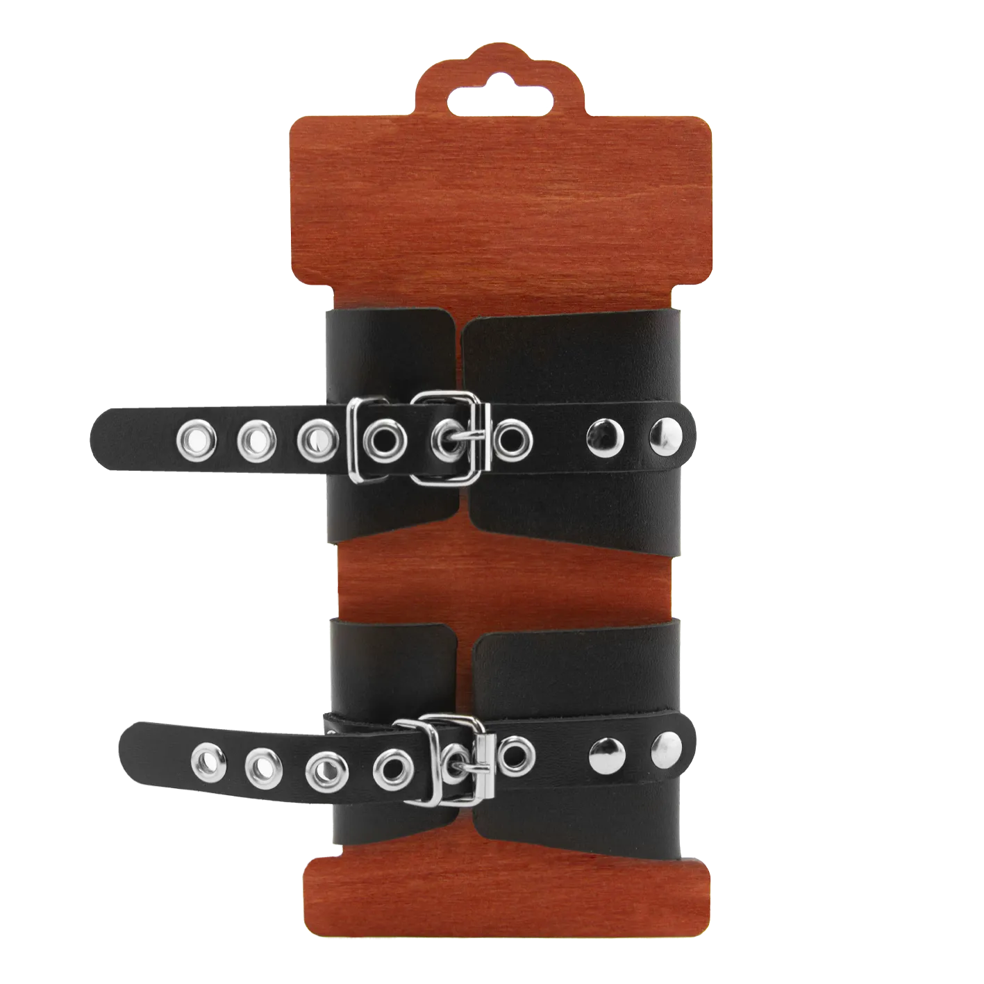 наручники pinkrabbit из черной кожи с белым декором в Сочи