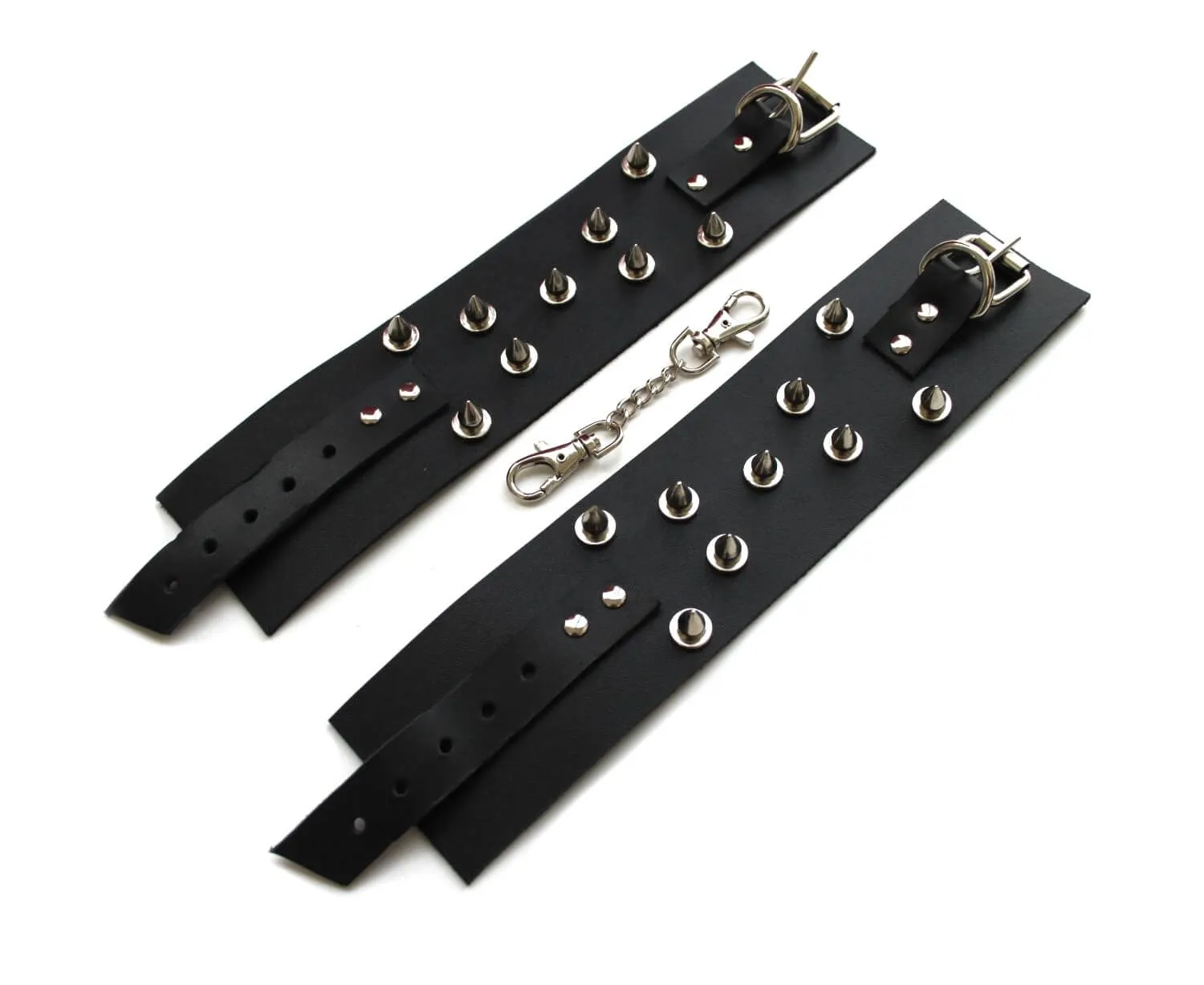 поножи декоративные кожаные pinkrabbit c шипами, черные в Сочи