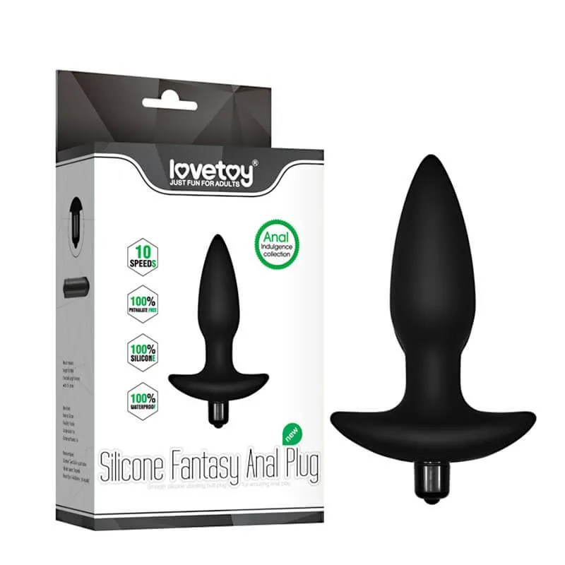 анальная пробка lovetoy silicone fantasy anal plug, с вибрацией, чёрная в Сочи