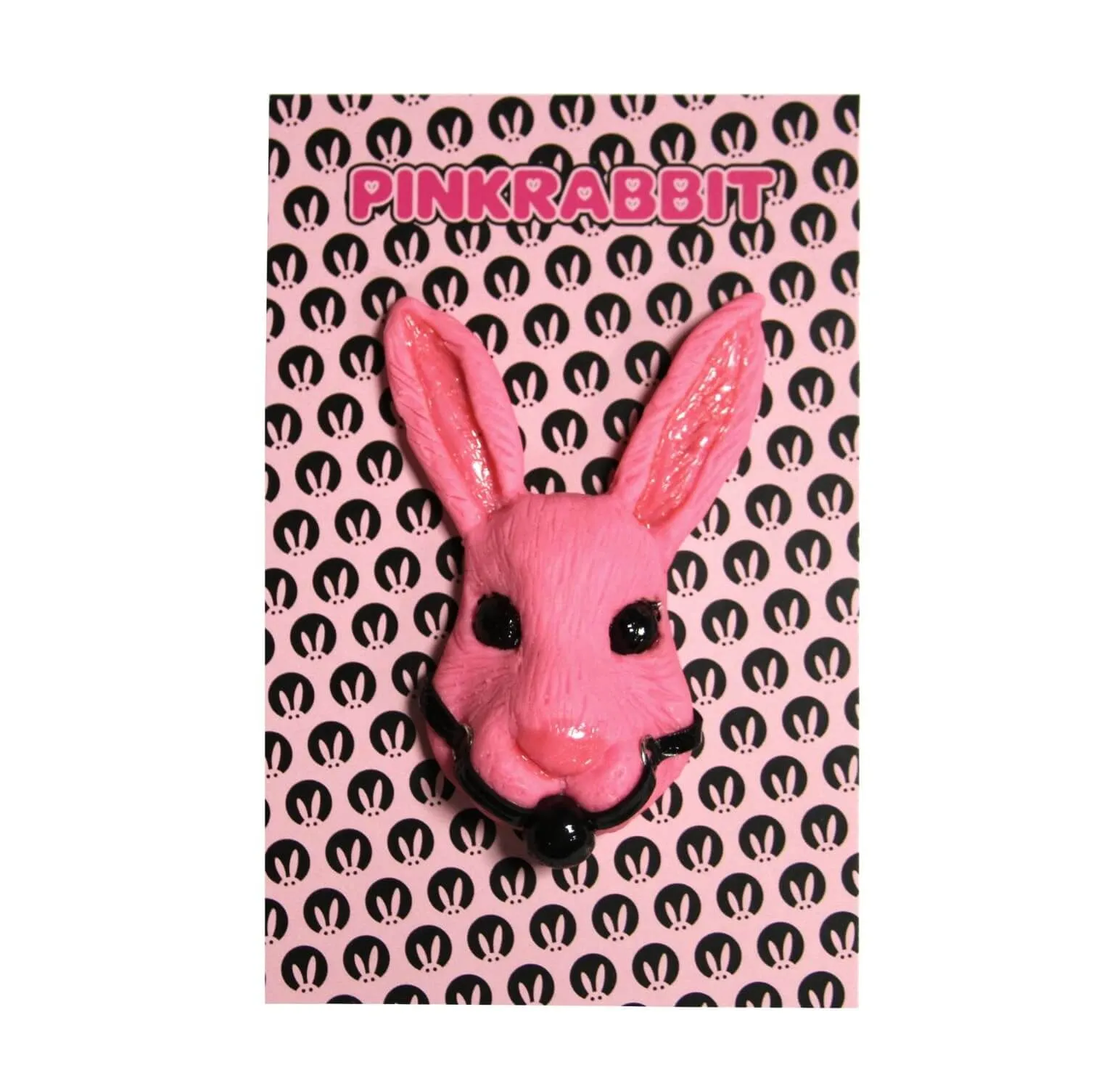 Брошь PinkRabbit Розовый кролик с черным кляпом, на магните