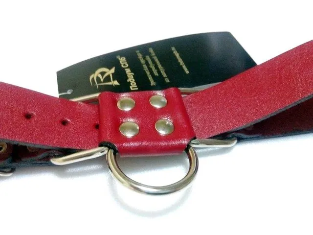 наручники декоративные ременные с полукольцом подиум 3 см, красные в Сочи