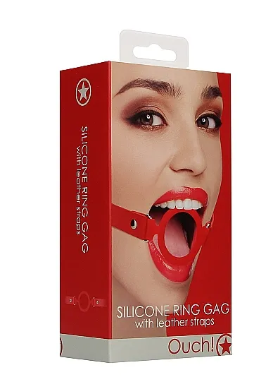 кляп-кольцо с кожанными ремешками  silicone ring gag - with leather straps в Сочи