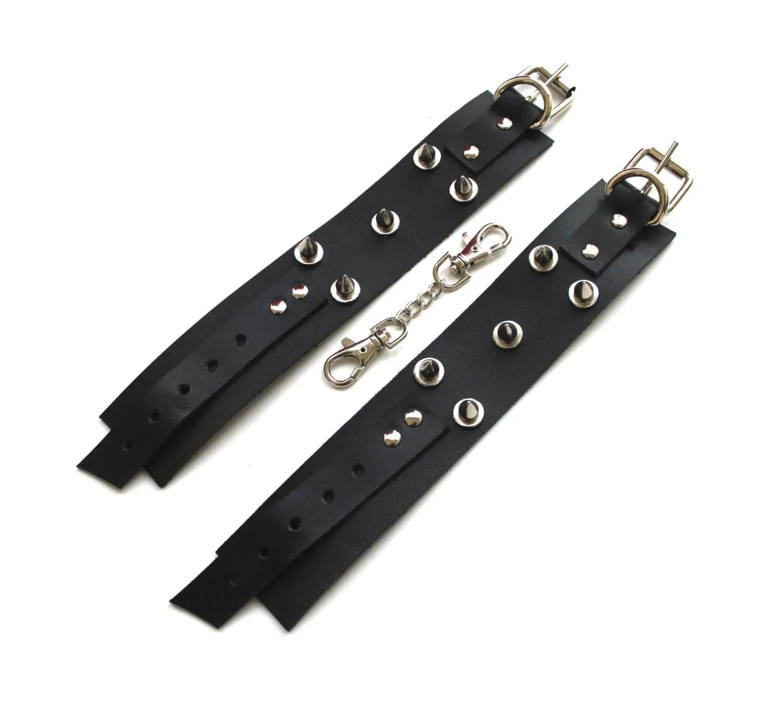 наручники декоративные кожаные pinkrabbit c шипами, черные в Сочи