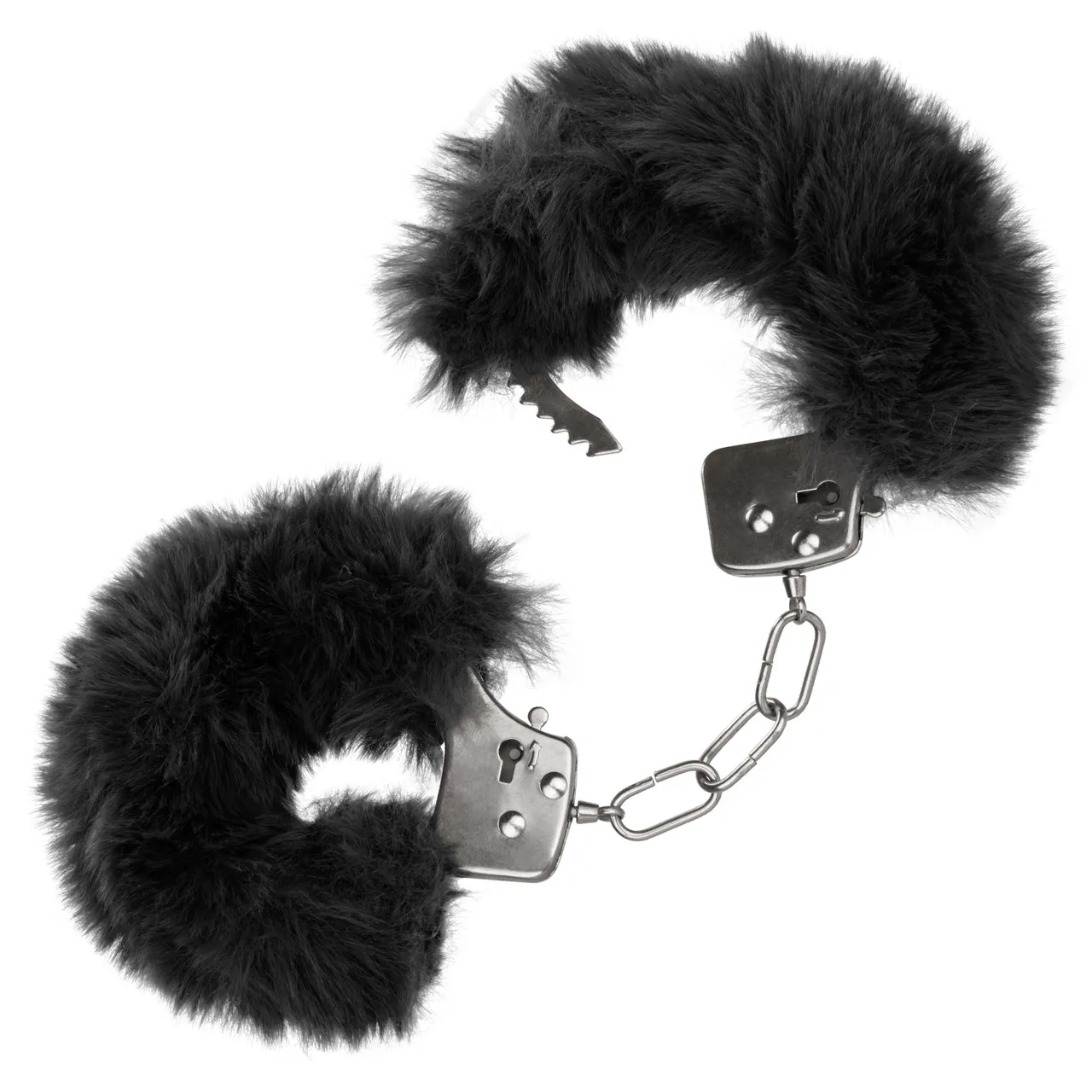 металлические наручники с искусственным мехом ultra fluffy furry cuffs-black в Сочи