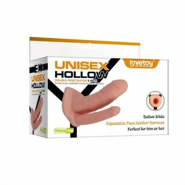 страпон lovetoy unisex hollow двойной, телесный в Сочи