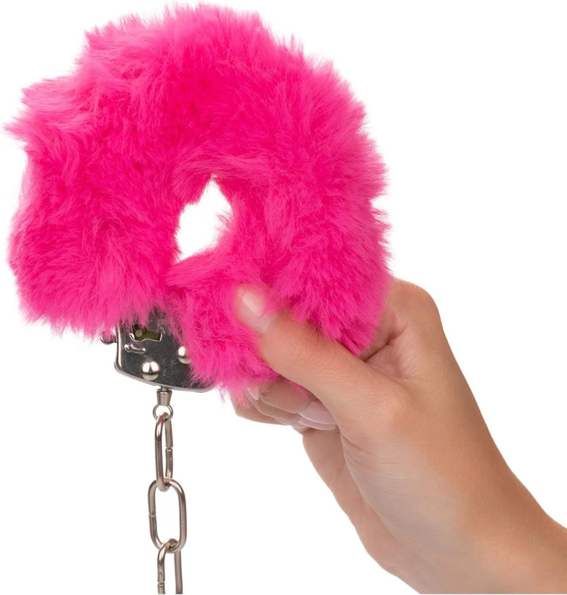 металлические наручники с искусственным мехом ultra fluffy furry cuffs, розовые в Сочи