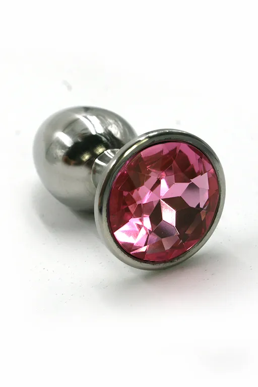 анальная пробка из аллюминия с ярко-розовым кристаллом (small) в Сочи