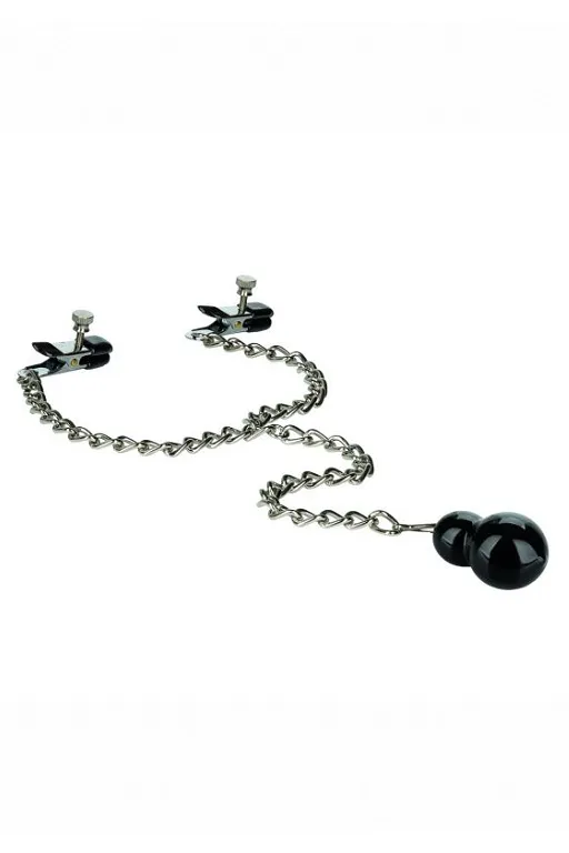 зажимы-прищепки (украшения) для сосков с цепочкой и утяжелителем weighted dual tier nipple clamps в Сочи